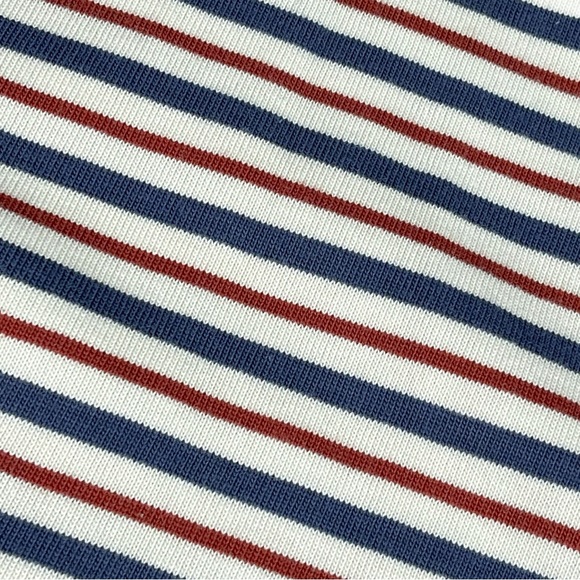 Marine Layer size small cream mini dress blue & red stripes 3/4 sleeve & pockets - Picture 9 of 16